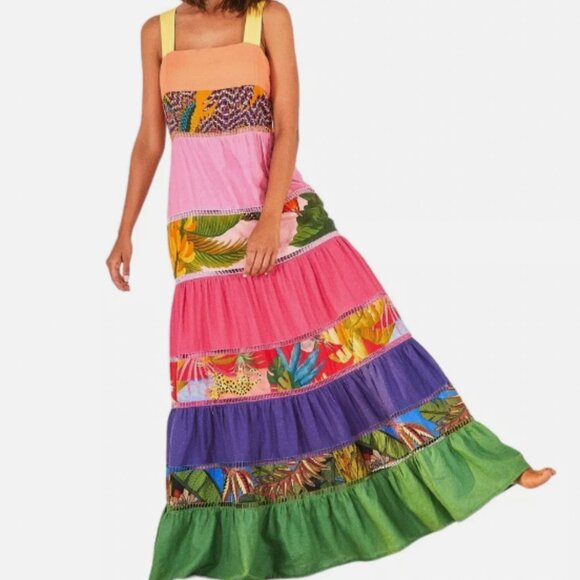 FARM Rio Dresses & Skirts - Farm Rio Rainbow Mixed Prints Maxi Dress Tropical Boho Gypsy